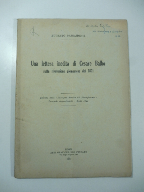Una lettera inedita di Cesare Balbo sulla rivoluzione piemontese del 1821